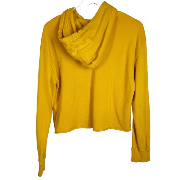 SPIRITIAL GANGSTER Yellow Hooded Cropped Lightweight Hoodie "ALOHA" Size Small - Picture 5 of 9